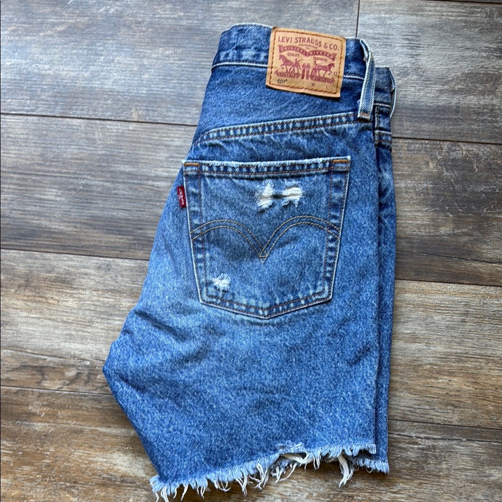 Levi's Blue High Waist Denim Shorts